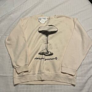 Altar'd State ‘Espresso Yourself’ Cream Graphic Pullover Jacket Sweater